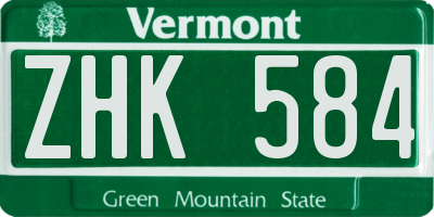 VT license plate ZHK584