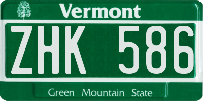 VT license plate ZHK586