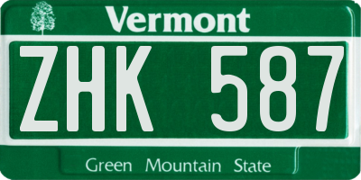 VT license plate ZHK587