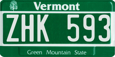 VT license plate ZHK593