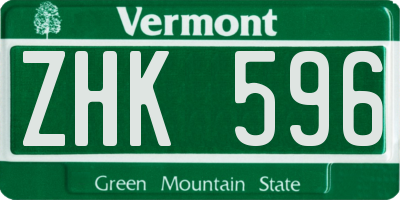 VT license plate ZHK596
