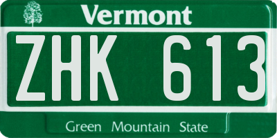VT license plate ZHK613