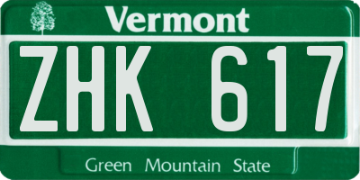 VT license plate ZHK617