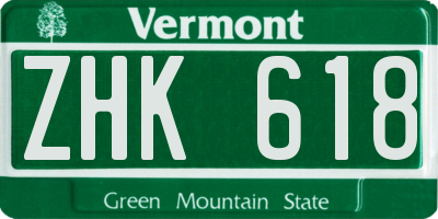 VT license plate ZHK618