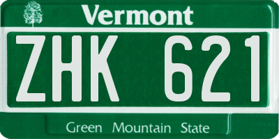 VT license plate ZHK621