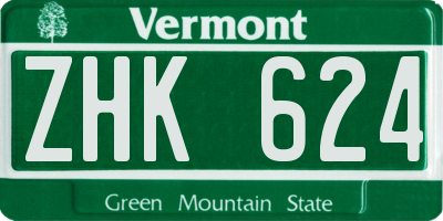 VT license plate ZHK624