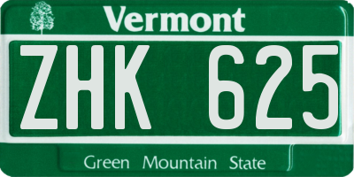 VT license plate ZHK625