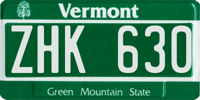 VT license plate ZHK630