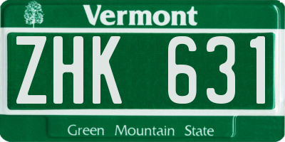 VT license plate ZHK631