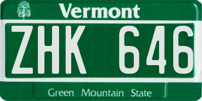 VT license plate ZHK646