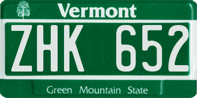 VT license plate ZHK652