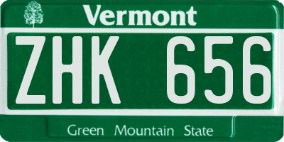 VT license plate ZHK656