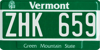 VT license plate ZHK659