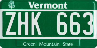 VT license plate ZHK663