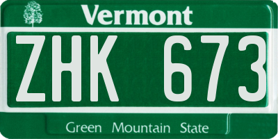 VT license plate ZHK673