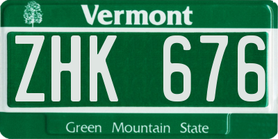 VT license plate ZHK676