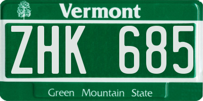 VT license plate ZHK685