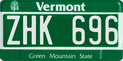 VT license plate ZHK696
