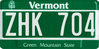VT license plate ZHK704