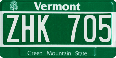 VT license plate ZHK705