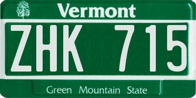 VT license plate ZHK715