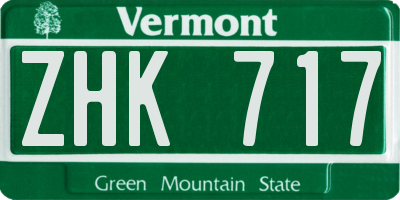 VT license plate ZHK717