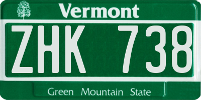 VT license plate ZHK738