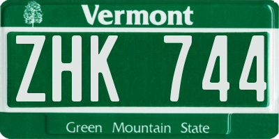 VT license plate ZHK744