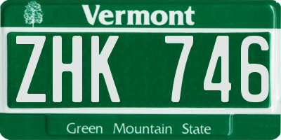 VT license plate ZHK746