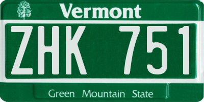 VT license plate ZHK751