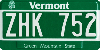 VT license plate ZHK752