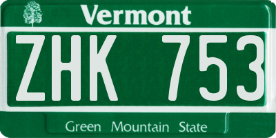 VT license plate ZHK753