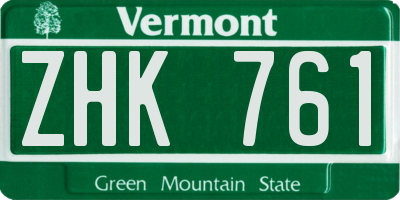 VT license plate ZHK761