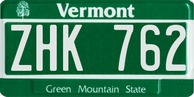 VT license plate ZHK762