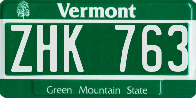 VT license plate ZHK763
