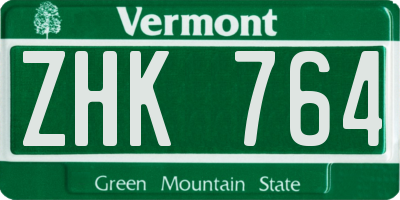 VT license plate ZHK764
