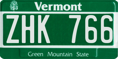 VT license plate ZHK766