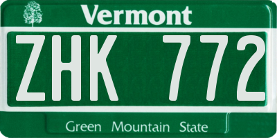 VT license plate ZHK772