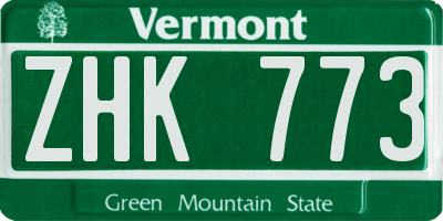 VT license plate ZHK773