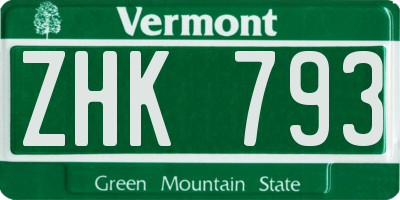 VT license plate ZHK793