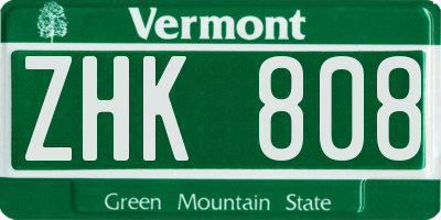 VT license plate ZHK808