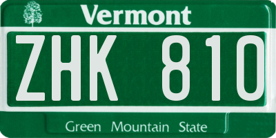 VT license plate ZHK810
