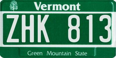 VT license plate ZHK813