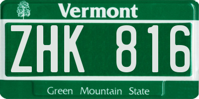 VT license plate ZHK816