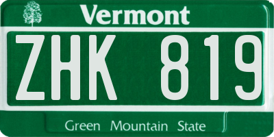 VT license plate ZHK819
