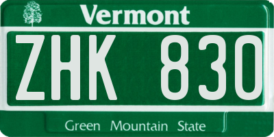 VT license plate ZHK830
