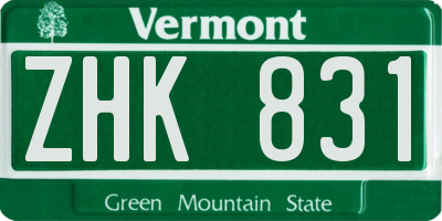 VT license plate ZHK831