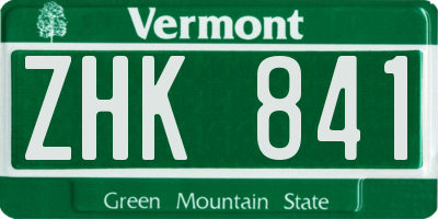 VT license plate ZHK841