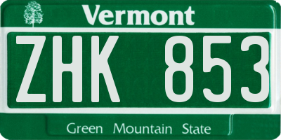 VT license plate ZHK853