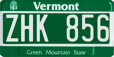 VT license plate ZHK856